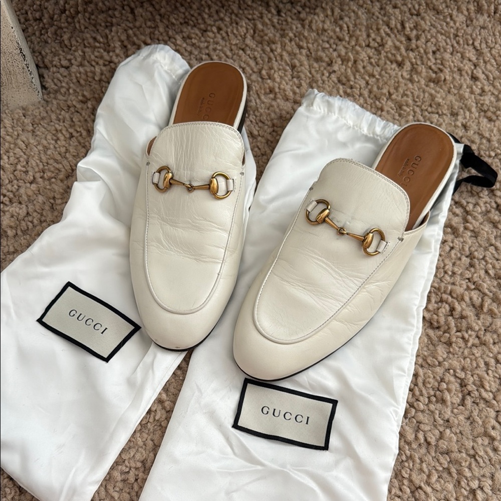 Gucci Women's White Leather Loafers